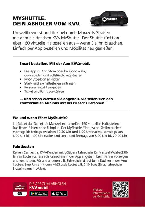 MyShuttle Service in Marxzell